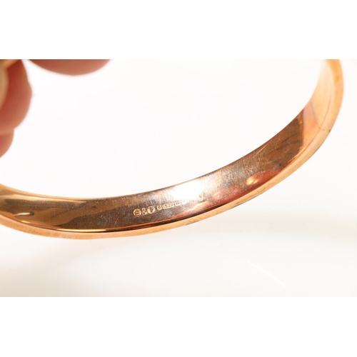 138 - 9ct gold hollow bangle, with Greek key decoration, Smith & Pepper Ltd, Birmingham, 8cm diameter,... 