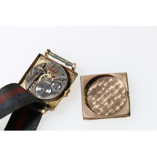 196 - Buren Grand Prix gent's wristwatch, with square 9ct gold case, the watch face marked Buren Grand Pri... 