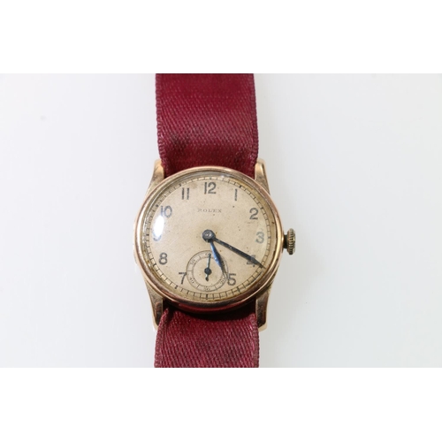 197 - 9ct gold cased Rolex mechanical wristwatch, the face having Arabic numerals, with subsidiary second ... 