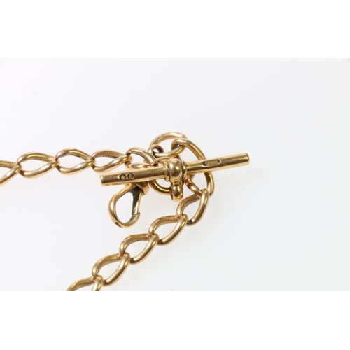 199 - 18ct gold Albert chain with dog clip and T-bar, 24.7g.