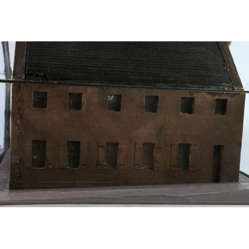 417 - Wood built model of a church, the underside of the roof penned 'Argyle Square Chapel made and presen... 