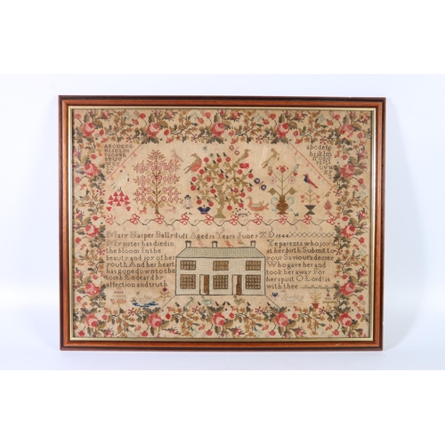 424 - Early Victorian Irish needlework sampler by Mary Harper of Ballyduff (Ireland) aged 13 dated 9th Jun... 