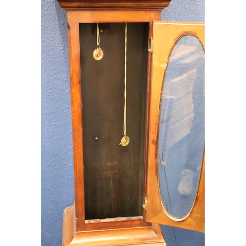 558 - Antique mahogany cased longcase grandfather clock, the brass dial with Roman numeral chapter ring, t... 