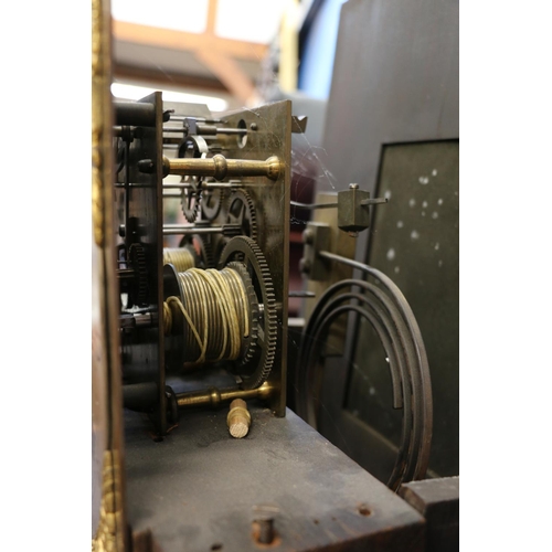 558 - Antique mahogany cased longcase grandfather clock, the brass dial with Roman numeral chapter ring, t... 