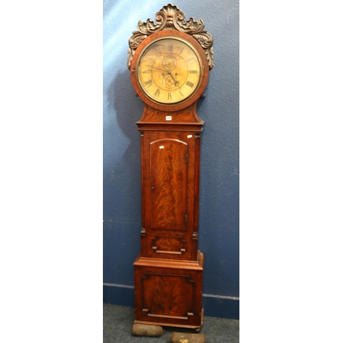 559 - Georgian mahogany cased drum-head longcase grandfather clock, the painted dial named for A & W M... 