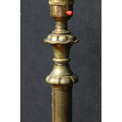 571 - Art Nouveau brass telescopic standard lamp, raised on paw supports, the underside with reg. no. 4108... 