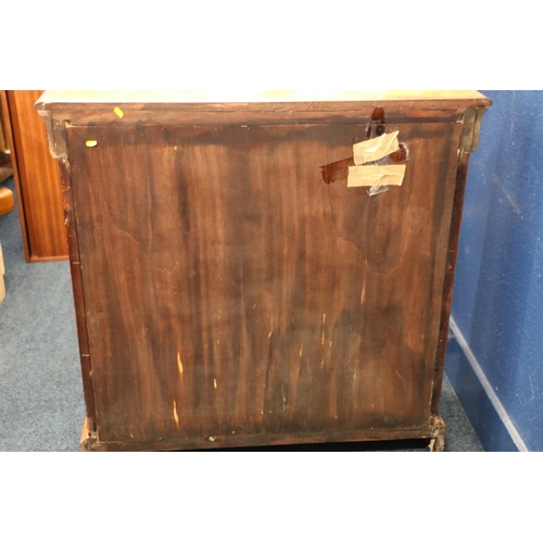 573 - Reproduction side cabinet with faux Dutch marquetry and faux ormolu mounts, raised on plinth base, 1... 