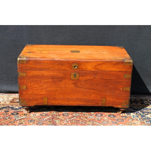 587 - Victorian camphorwood blanket box, with hinged top, and recessed handle, 76cm wide.