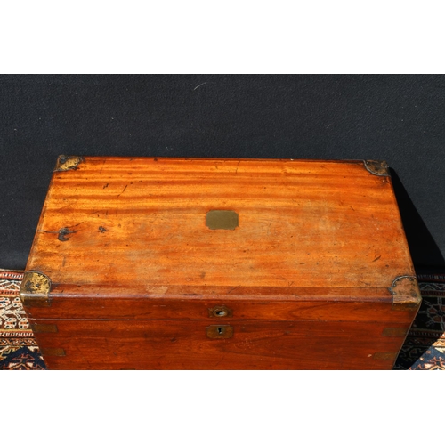 587 - Victorian camphorwood blanket box, with hinged top, and recessed handle, 76cm wide.