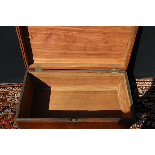 587 - Victorian camphorwood blanket box, with hinged top, and recessed handle, 76cm wide.