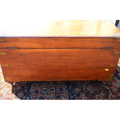 587 - Victorian camphorwood blanket box, with hinged top, and recessed handle, 76cm wide.