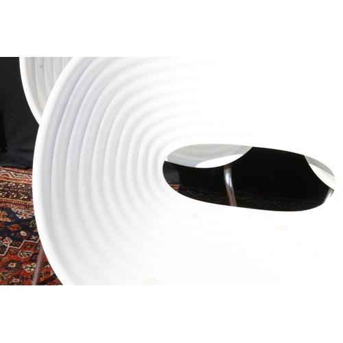 600 - Ron Arad for Bitra, a set of four moulded plastic and metal Tom Vac tub chairs.