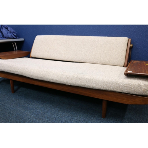 607 - Mid century Toothill 'Wentworth' style Afromosia teak sofa daybed c1960s, 211cm wide.