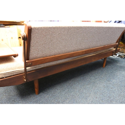 607 - Mid century Toothill 'Wentworth' style Afromosia teak sofa daybed c1960s, 211cm wide.