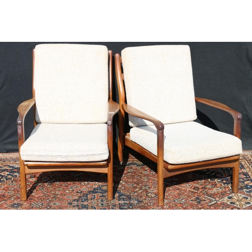 608 - Pair of Toothill Wentworth style Afromosia teak framed armchairs.