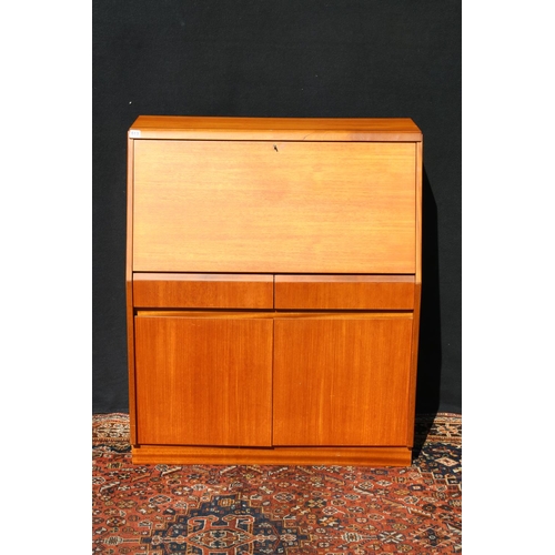 613 - Mid century teak bureau by Remploy, 91cm wide.