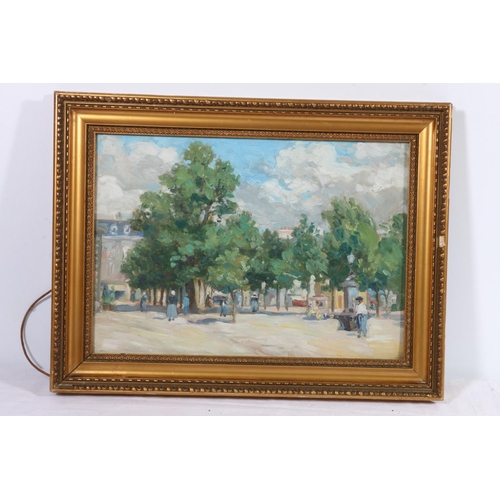 231 - 20TH CENTURY SCHOOL French street scene Oil, unsigned, 24cm x 34cm. 