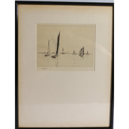 232 - WILLIAM LIONEL WYLLIE RA (1851-1931) A Light Air from the South East Etching, pencil signe... 