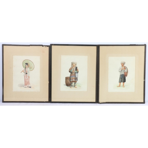 236 - MG TUN HLA (U TUN HLA) (Burmese 1874-1946) Three portrait studies Watercolours, signed low... 