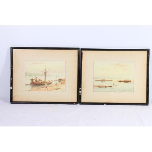 237 - MG TUN HLA (U TUN HLA) (Burmese 1874-1946) Two coastal studies Watercolours, signed lower ... 