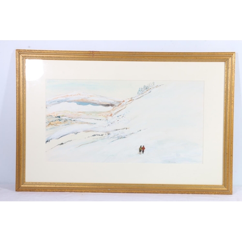 249 - T B NORTHAM (20th Century) Skiing on the Pentlands Watercolour, signed lower right, 29cm x 55cm.... 