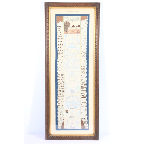 250B - 20TH CENTURY SCHOOL The Kirkwall Scroll - Masonic interest Hand coloured print, 78cm x 27cm.... 