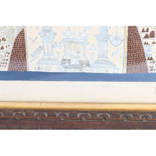 250B - 20TH CENTURY SCHOOL The Kirkwall Scroll - Masonic interest Hand coloured print, 78cm x 27cm.... 