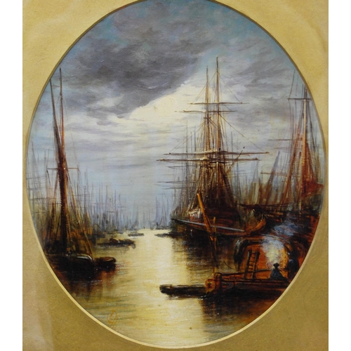 263 - After Francis Moltino (Italian, 1818 - 1874)Ships docking on the ThamesInitialled, oil on board, 29c... 