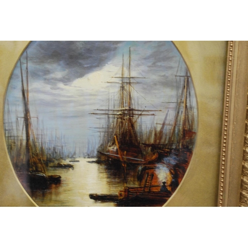 263 - After Francis Moltino (Italian, 1818 - 1874)Ships docking on the ThamesInitialled, oil on board, 29c... 