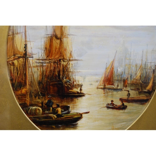 263 - After Francis Moltino (Italian, 1818 - 1874)Ships docking on the ThamesInitialled, oil on board, 29c... 