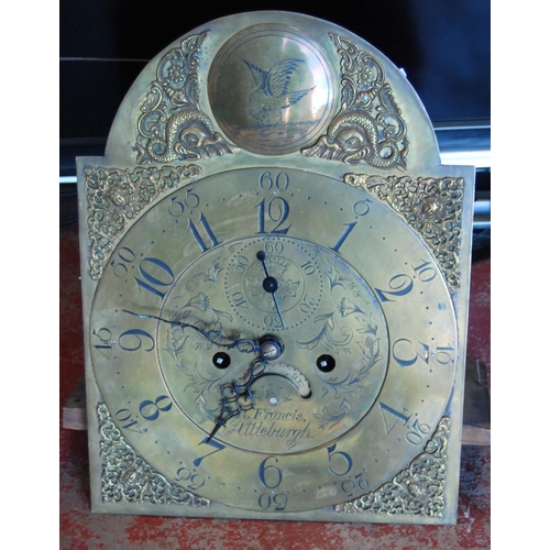 161 - Early 19th century eight day oak-cased longcase clock, the detachable hood with three turned finials... 