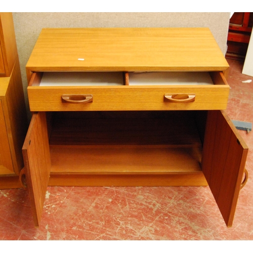 323 - G Plan 1960s teak modular display unit comprising three matching cabinets, each with two glazed door... 