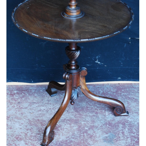 324 - George III style mahogany dumb waiter with two graduated saucer tiers, on carved column and tripod s... 