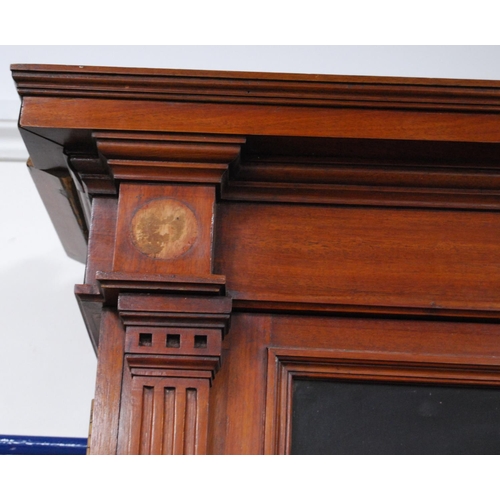 347 - Late Victorian mahogany library bookcase, the shaped cornice above two large glazed doors enclosing ... 