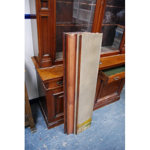 347 - Late Victorian mahogany library bookcase, the shaped cornice above two large glazed doors enclosing ... 