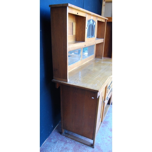 350 - Arts & Crafts oak dresser in the manner of Shapland & Petter of Barnstaple, retailed by B &a... 