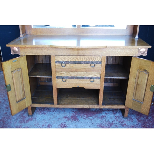 350 - Arts & Crafts oak dresser in the manner of Shapland & Petter of Barnstaple, retailed by B &a... 