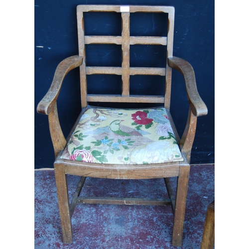 352 - Set of eight Cotswold School Arts & Crafts oak dining chairs, c. 1930s, in the manner of Heal's ... 