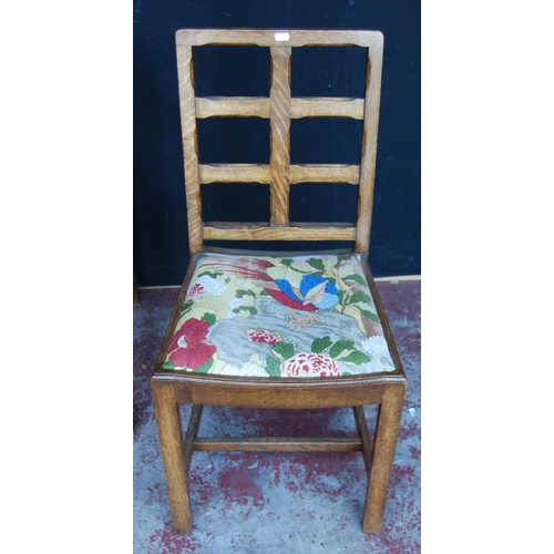 352 - Set of eight Cotswold School Arts & Crafts oak dining chairs, c. 1930s, in the manner of Heal's ... 