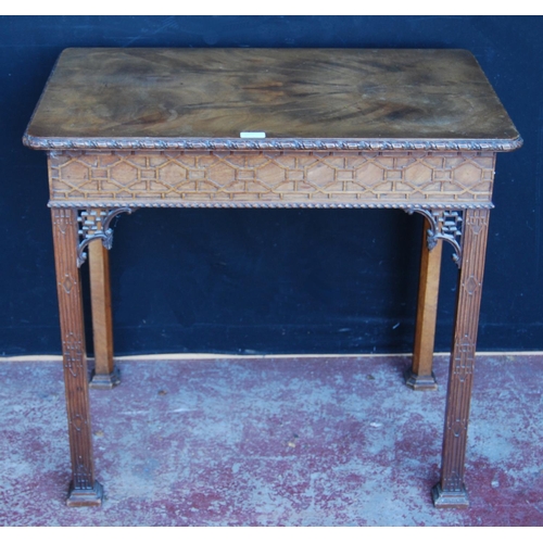 353 - Chinese Chippendale-style mahogany silver table, retailed by Wylie & Lochhead of Glasgow, with g... 