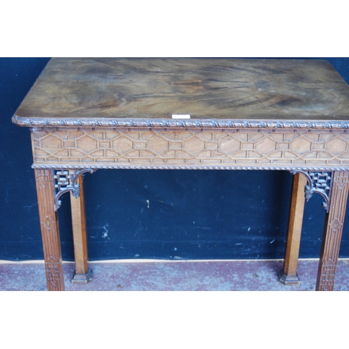 353 - Chinese Chippendale-style mahogany silver table, retailed by Wylie & Lochhead of Glasgow, with g... 