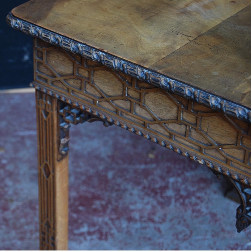 353 - Chinese Chippendale-style mahogany silver table, retailed by Wylie & Lochhead of Glasgow, with g... 