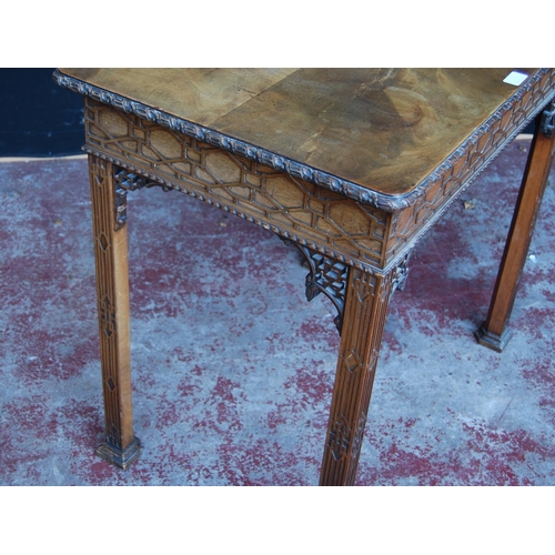 353 - Chinese Chippendale-style mahogany silver table, retailed by Wylie & Lochhead of Glasgow, with g... 