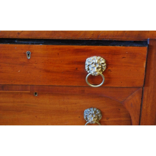 356 - George III Scottish mahogany sideboard of bowfront style with brass gallery rail above a short drawe... 