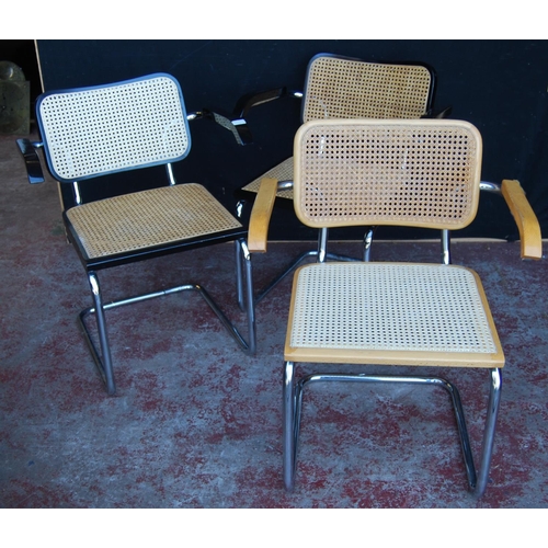 357 - After Marcel Breuer (Hungarian-American, 1902 - 1981)Three Cesca B32 chairs, ebonised and beech-colo... 