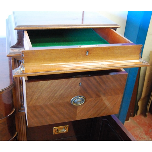 360 - Early 20th century Adams-style mahogany sideboard with two long drawers above tambour roller shutter... 