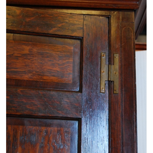 362 - 18th century and later oak and mahogany bureau cabinet, the top section with two panelled doors encl... 