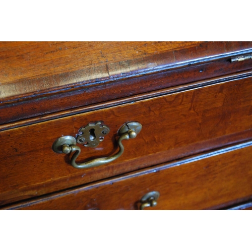 362 - 18th century and later oak and mahogany bureau cabinet, the top section with two panelled doors encl... 