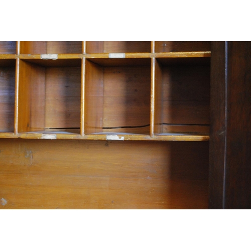 362 - 18th century and later oak and mahogany bureau cabinet, the top section with two panelled doors encl... 