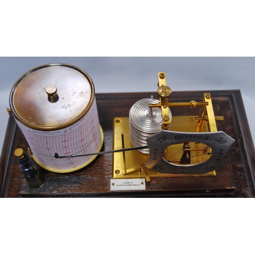 163 - J Lizars oak-cased barograph with label to the glazed case, 'J Lizars Ltd, Glasgow, Edinburgh', abov... 